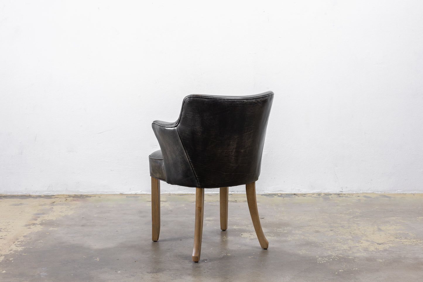 Vintage Leather Half-Arm Dining Chair