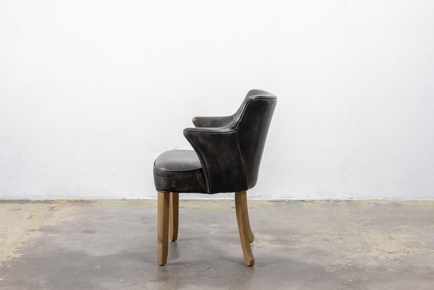 Vintage Leather Half-Arm Dining Chair