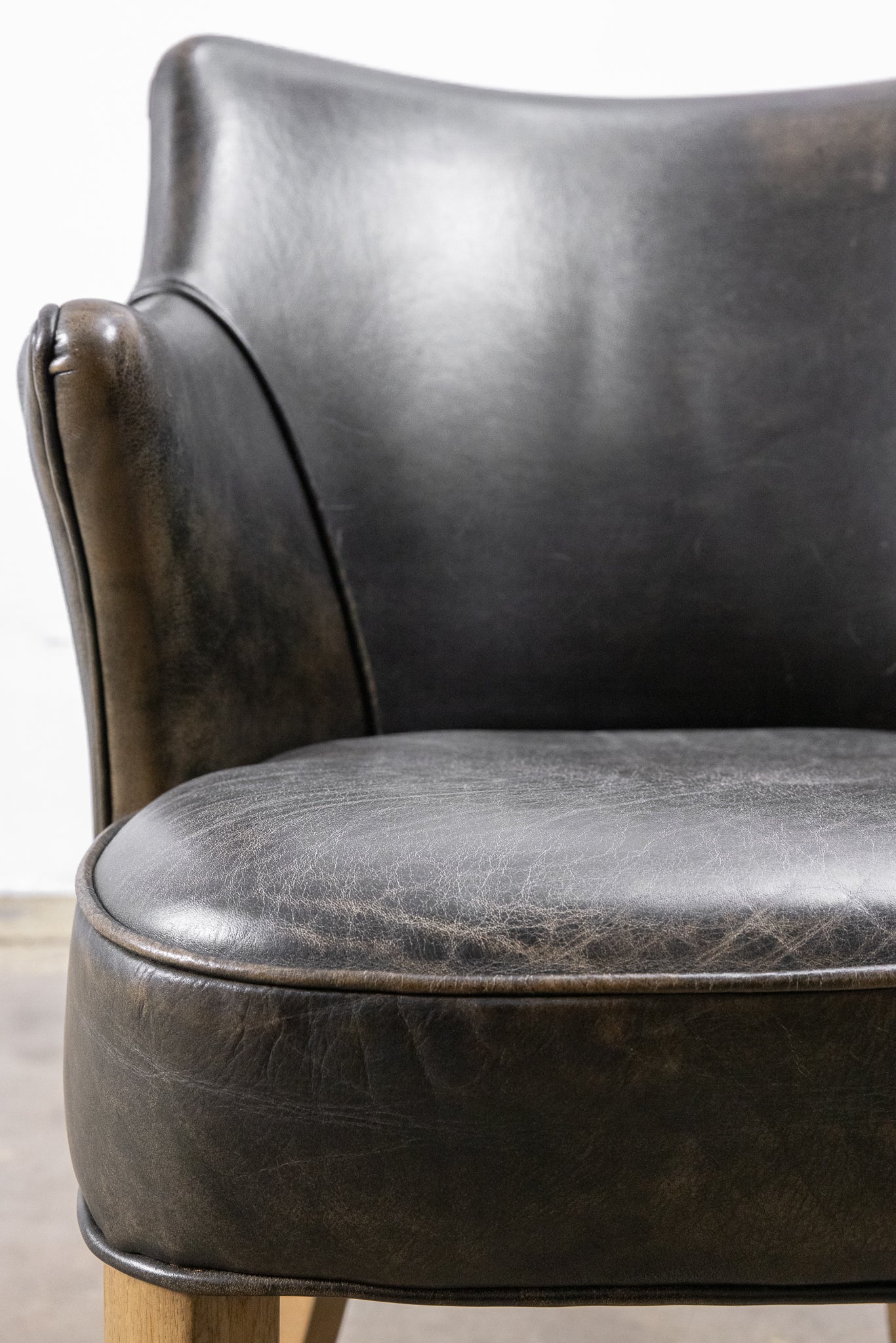 Vintage Leather Half-Arm Dining Chair