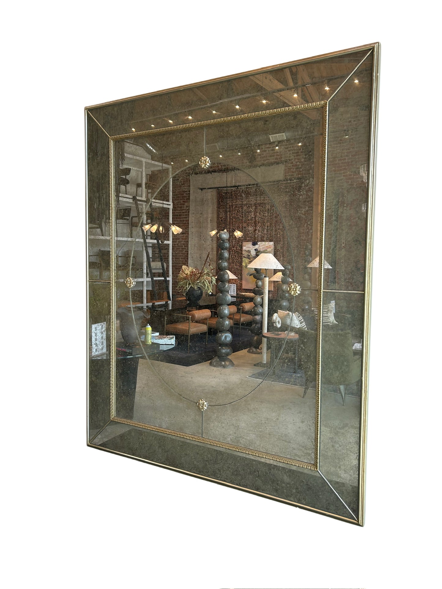 Antique Glass Rosette Mirror