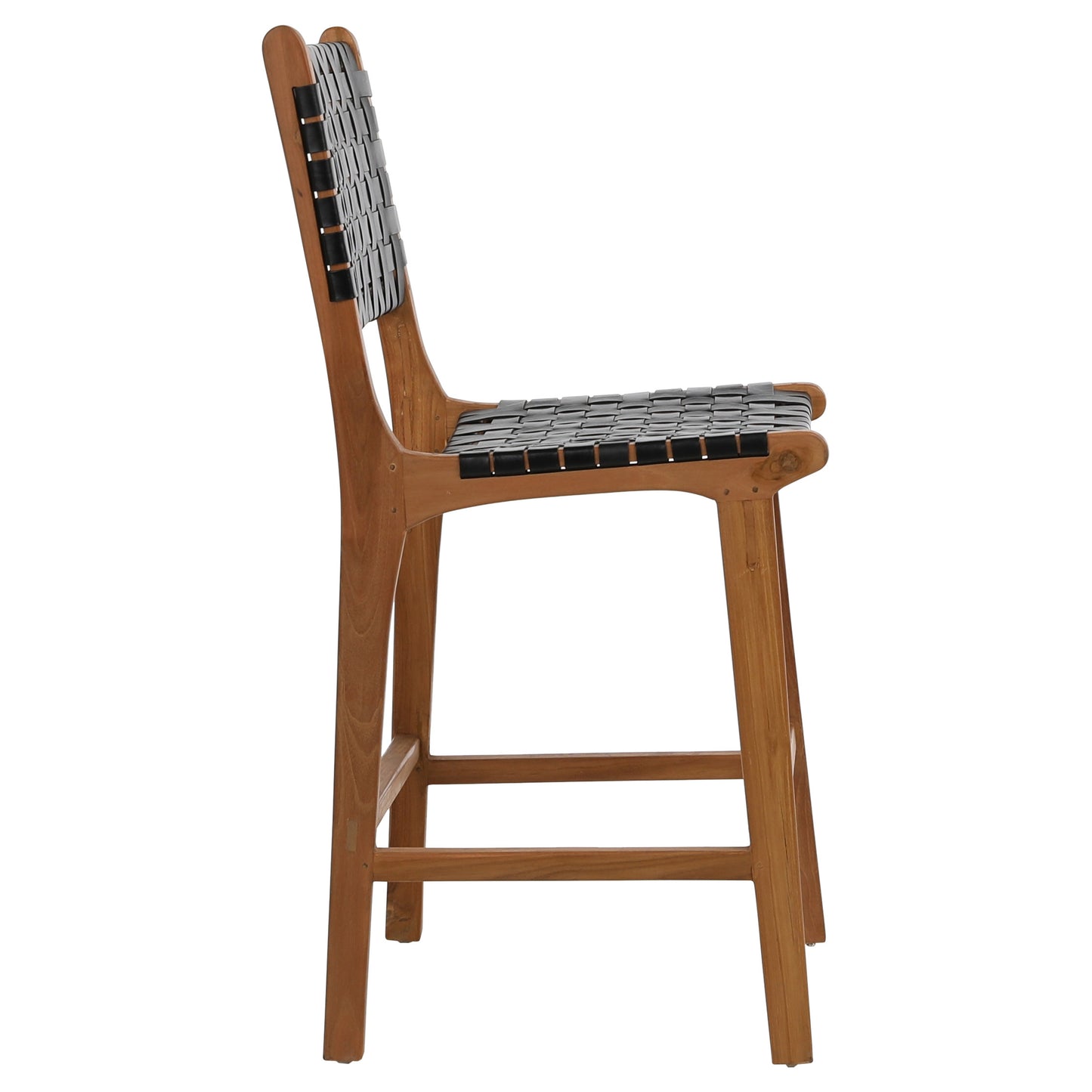 Leather & Teak Wood Counter Stool
