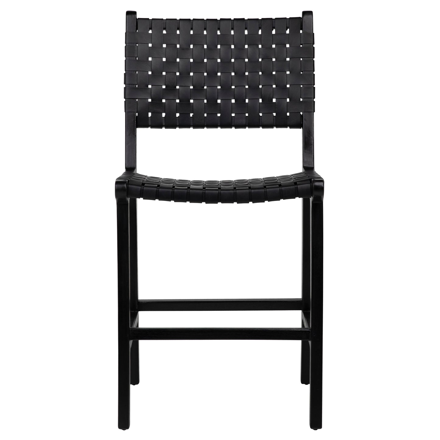 Black Leather & Wood Counter Stools