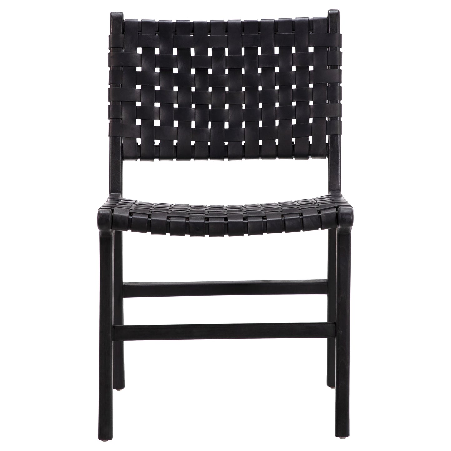 Woven Leather & Wood Dining Chairs