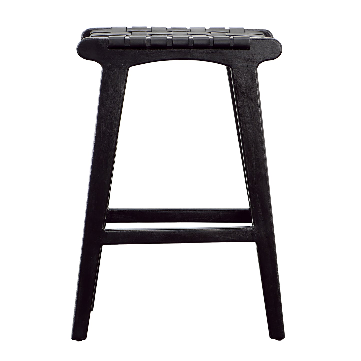 Black Leather Backless Counter Stool