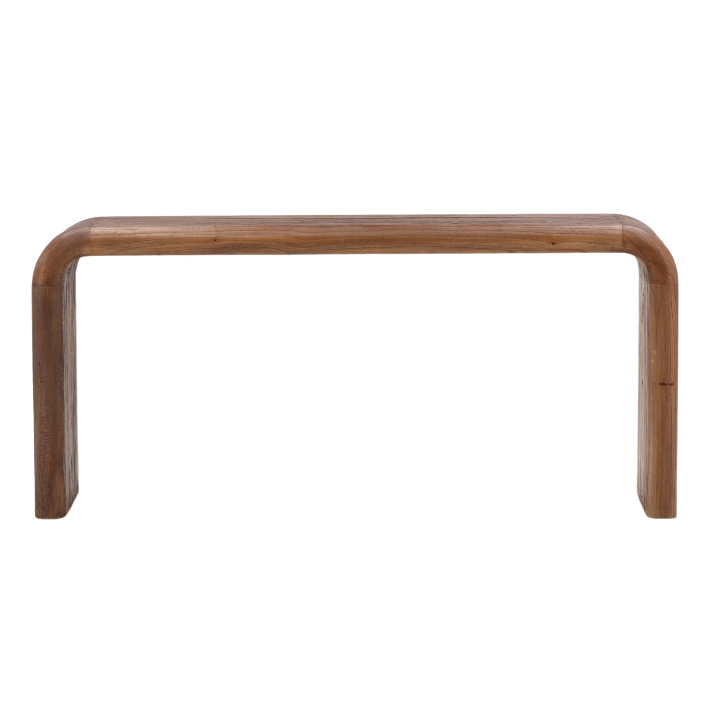 Curved Brown Wood Console Table