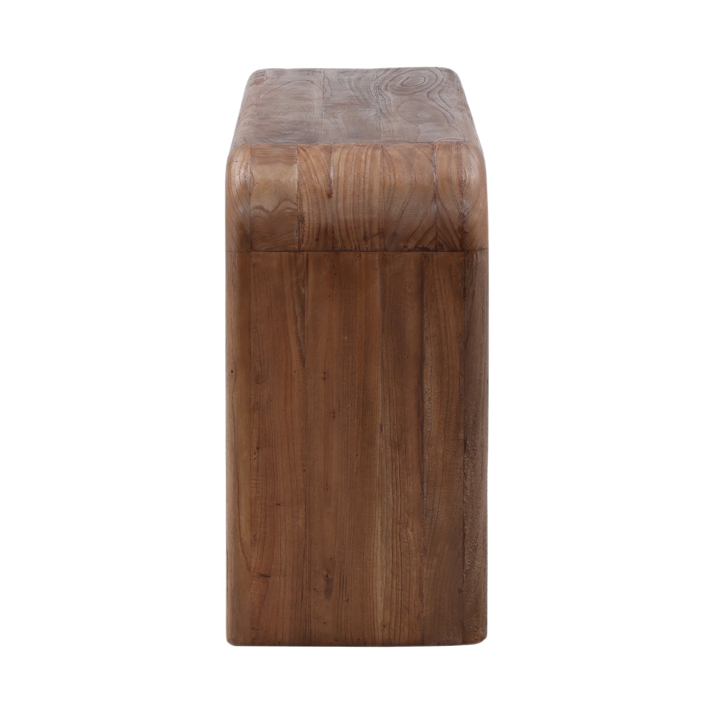 Curved Brown Wood Console Table