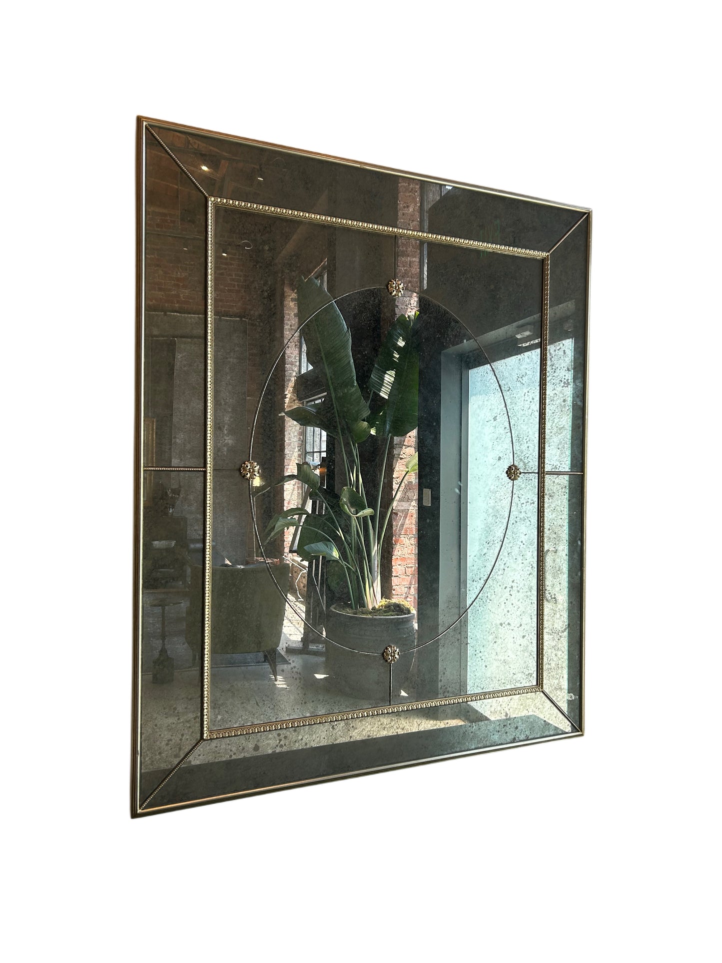 Antique Glass Rosette Mirror