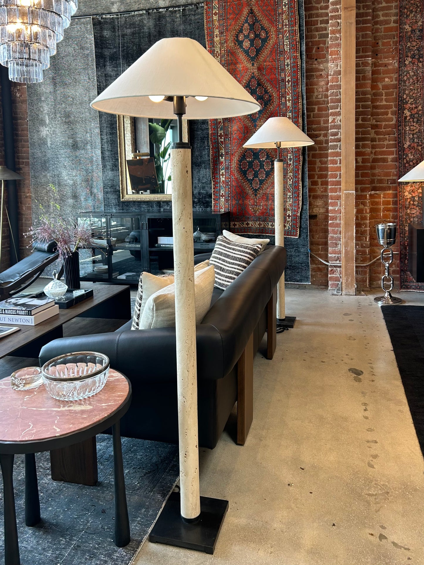 Travertine Column Floor Lamp