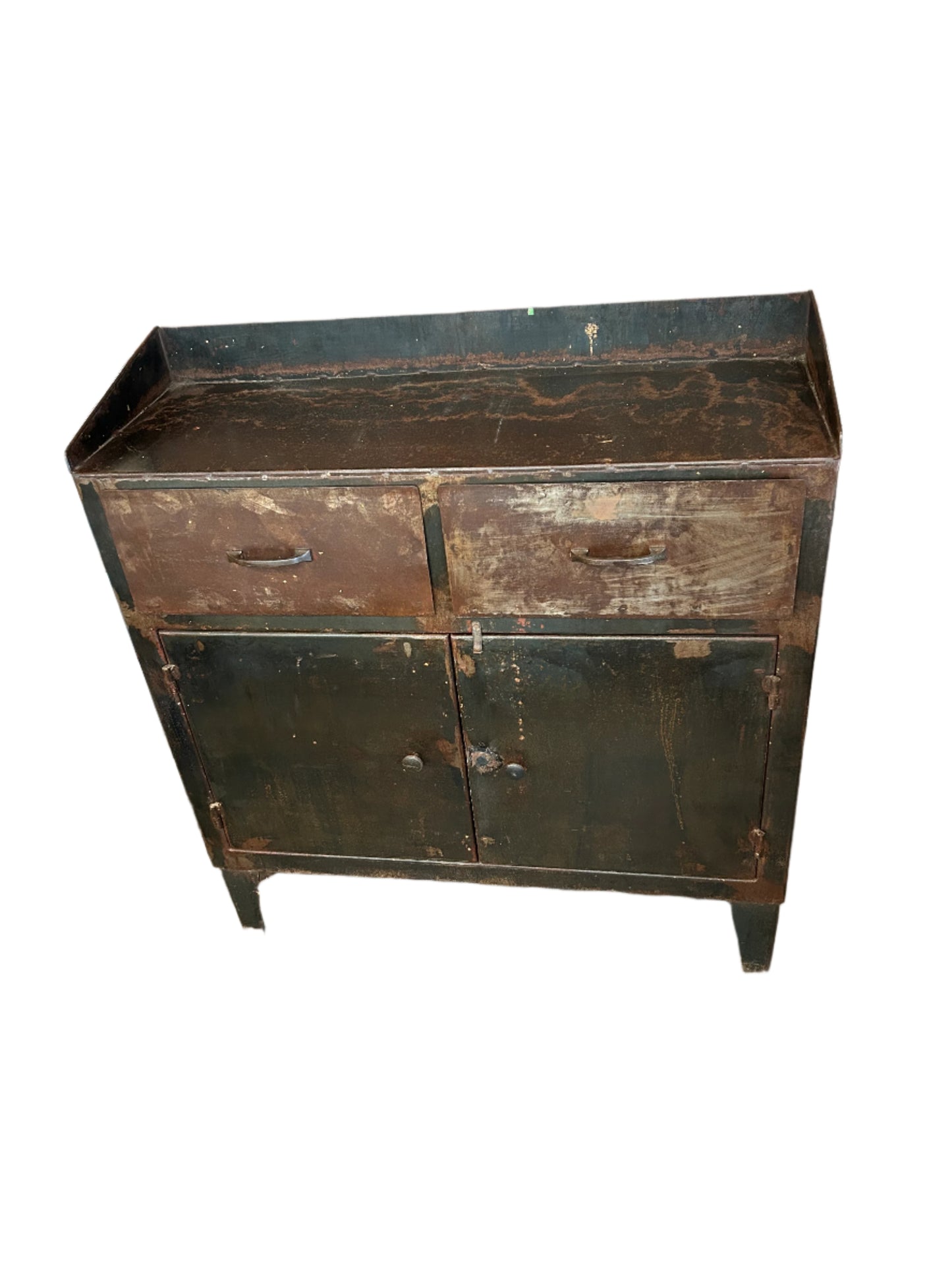 Early 20th Century Industrial Metal Hutch with Patina