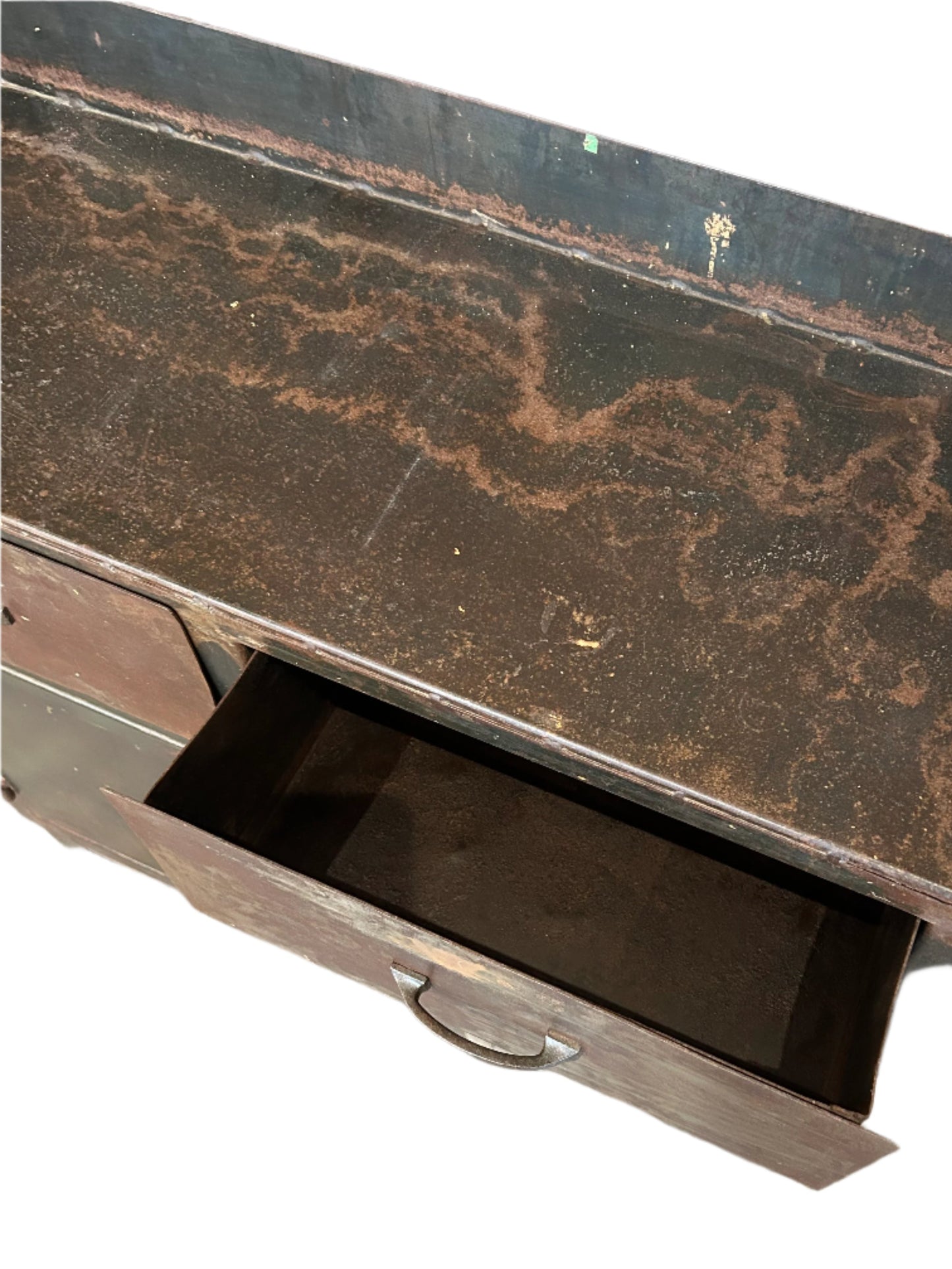 Early 20th Century Industrial Metal Hutch with Patina