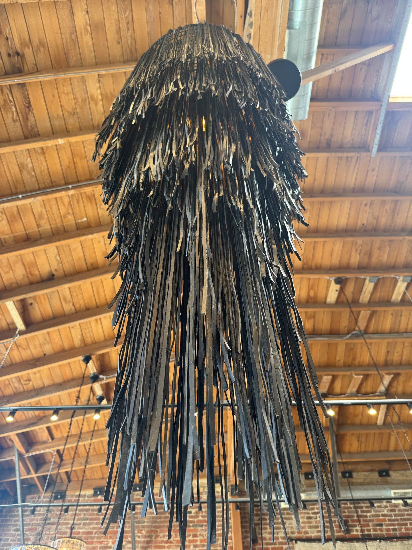 Black Leather Fringe Chandelier