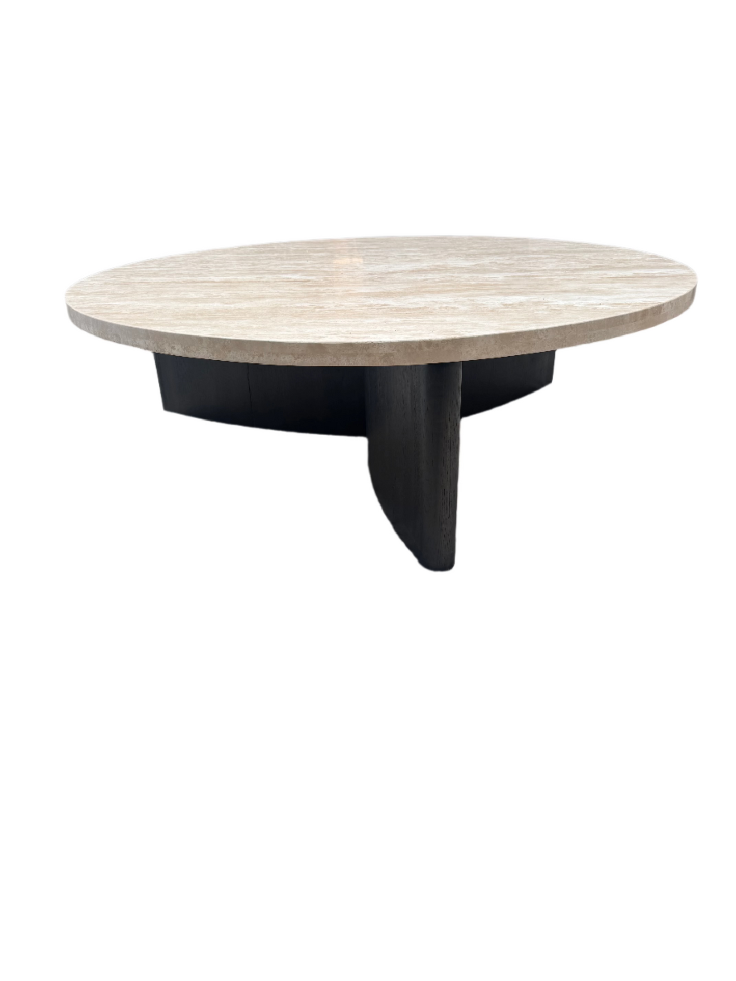 Travertine & Ebony Wood Plinth Coffee Table