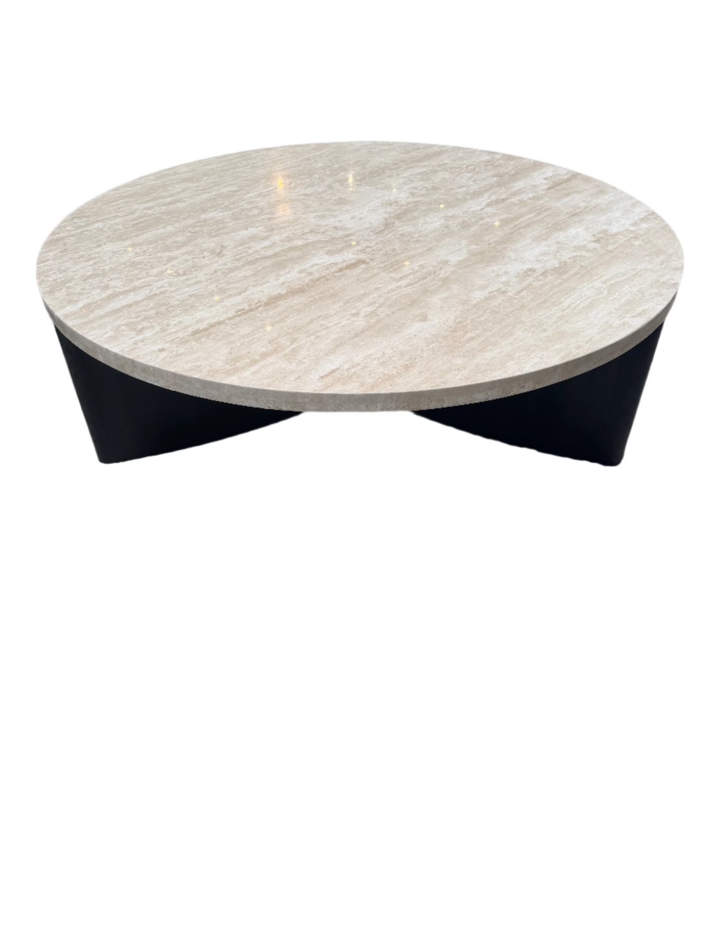 Travertine & Ebony Wood Plinth Coffee Table