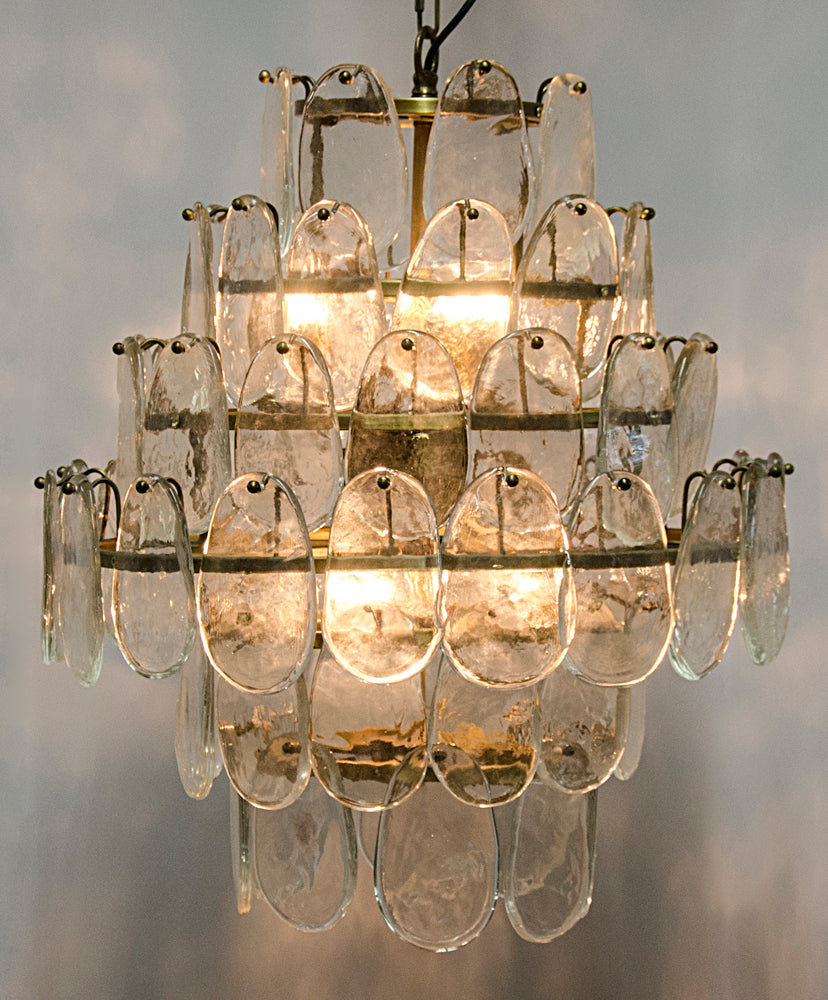 Antique Brass and Textured Paillette Chandelier