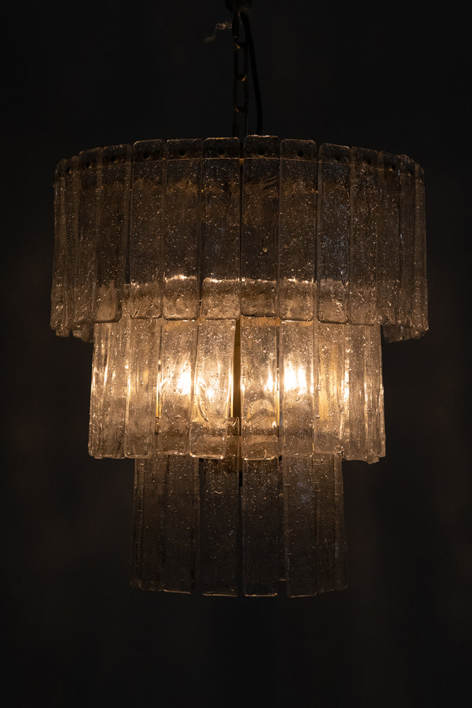 Glass Chandelier with Brass Finish