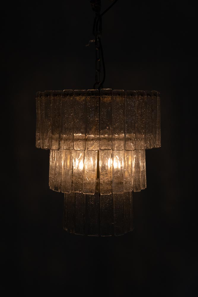 Glass Chandelier with Brass Finish