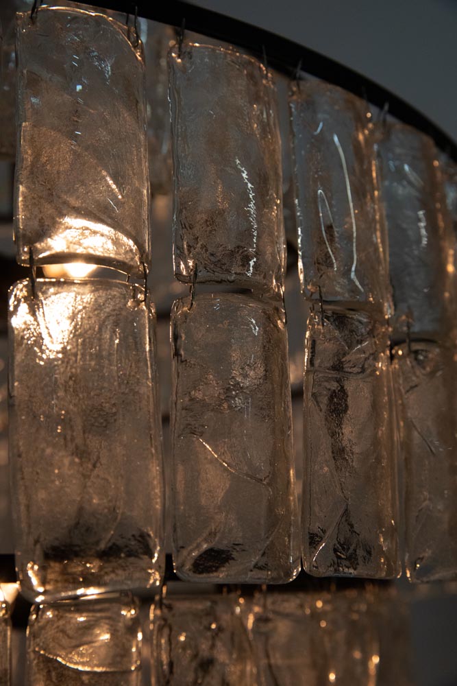 Glass Paillettes and Black Iron Chandelier
