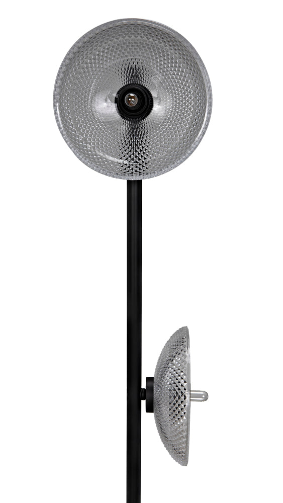 industrial Steel and Handblown Glass Floor Lamp