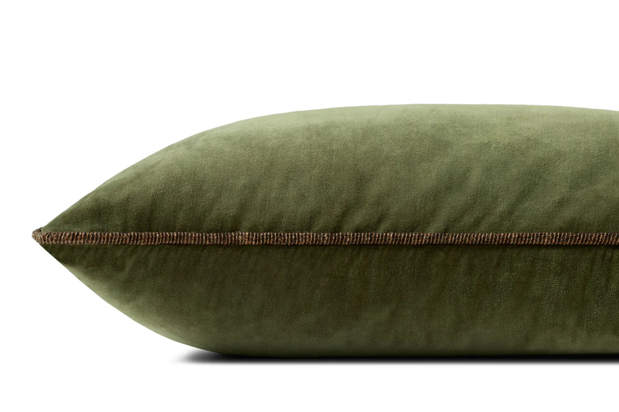 Velvet Long Lumbar Pillow - Olive
