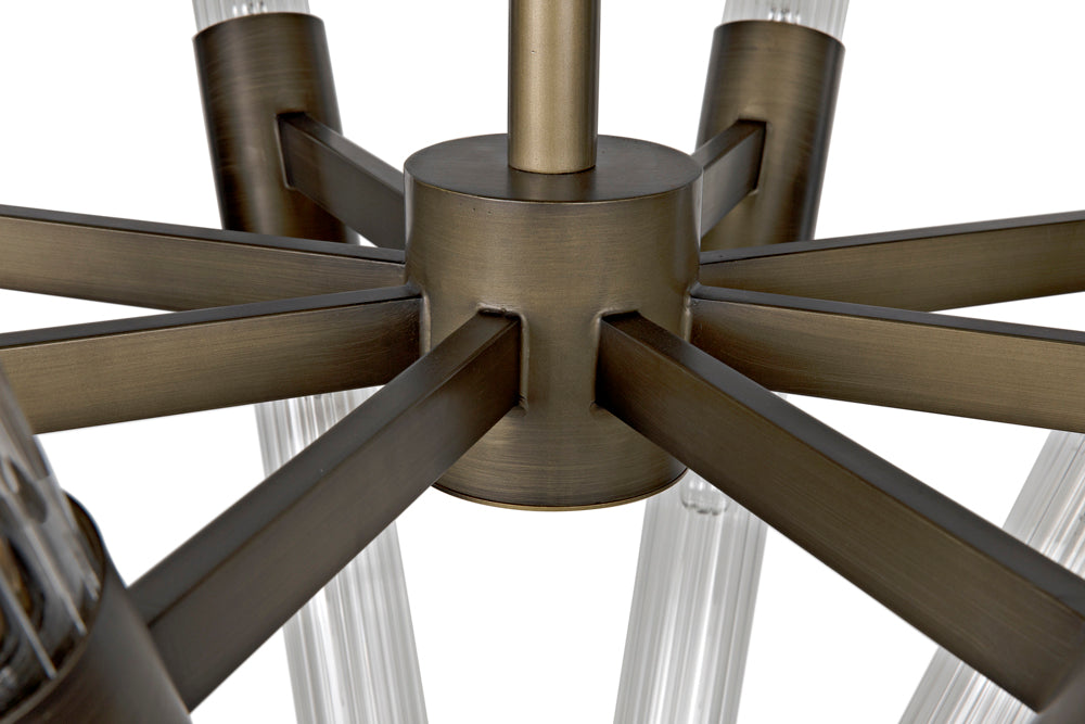 Eight Light Aged Brass Chandelier