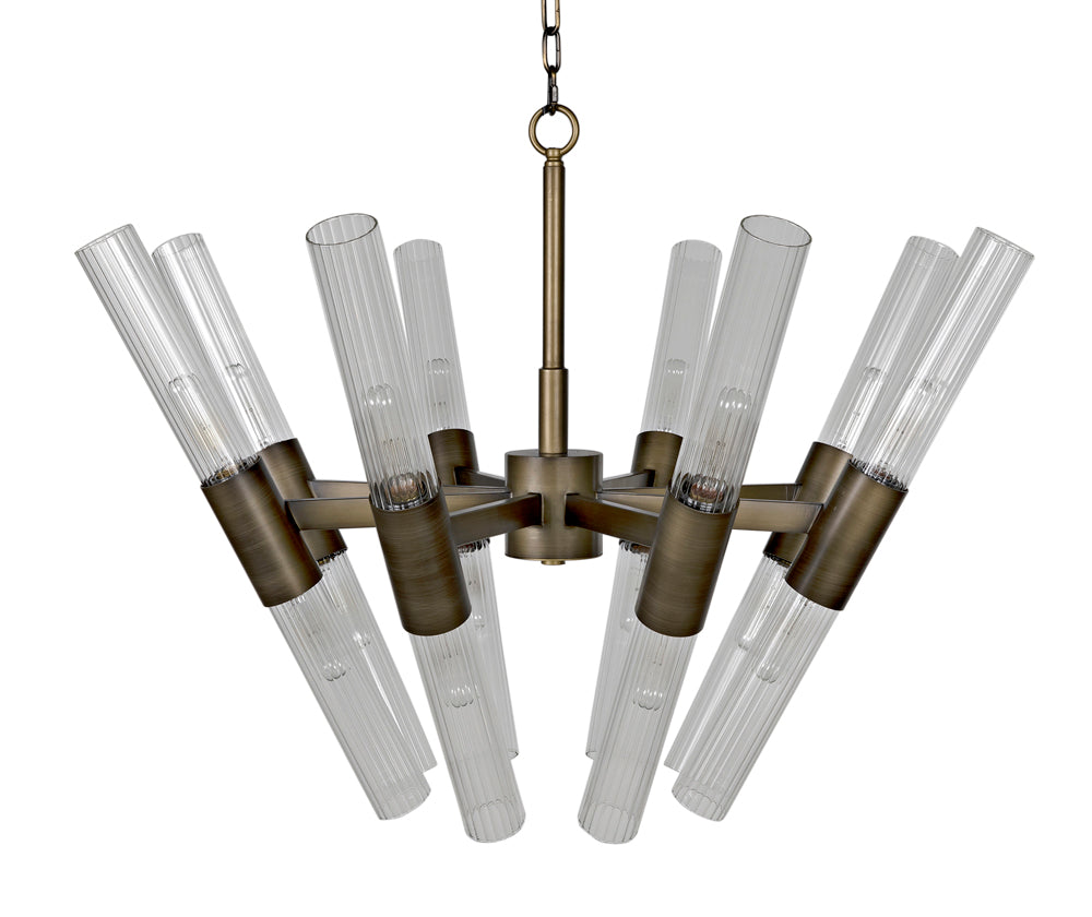 Eight Light Aged Brass Chandelier