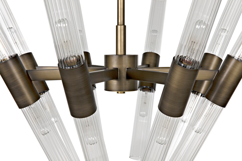 Eight Light Aged Brass Chandelier