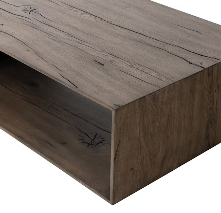 Slim Rectangular Oak Coffee Table