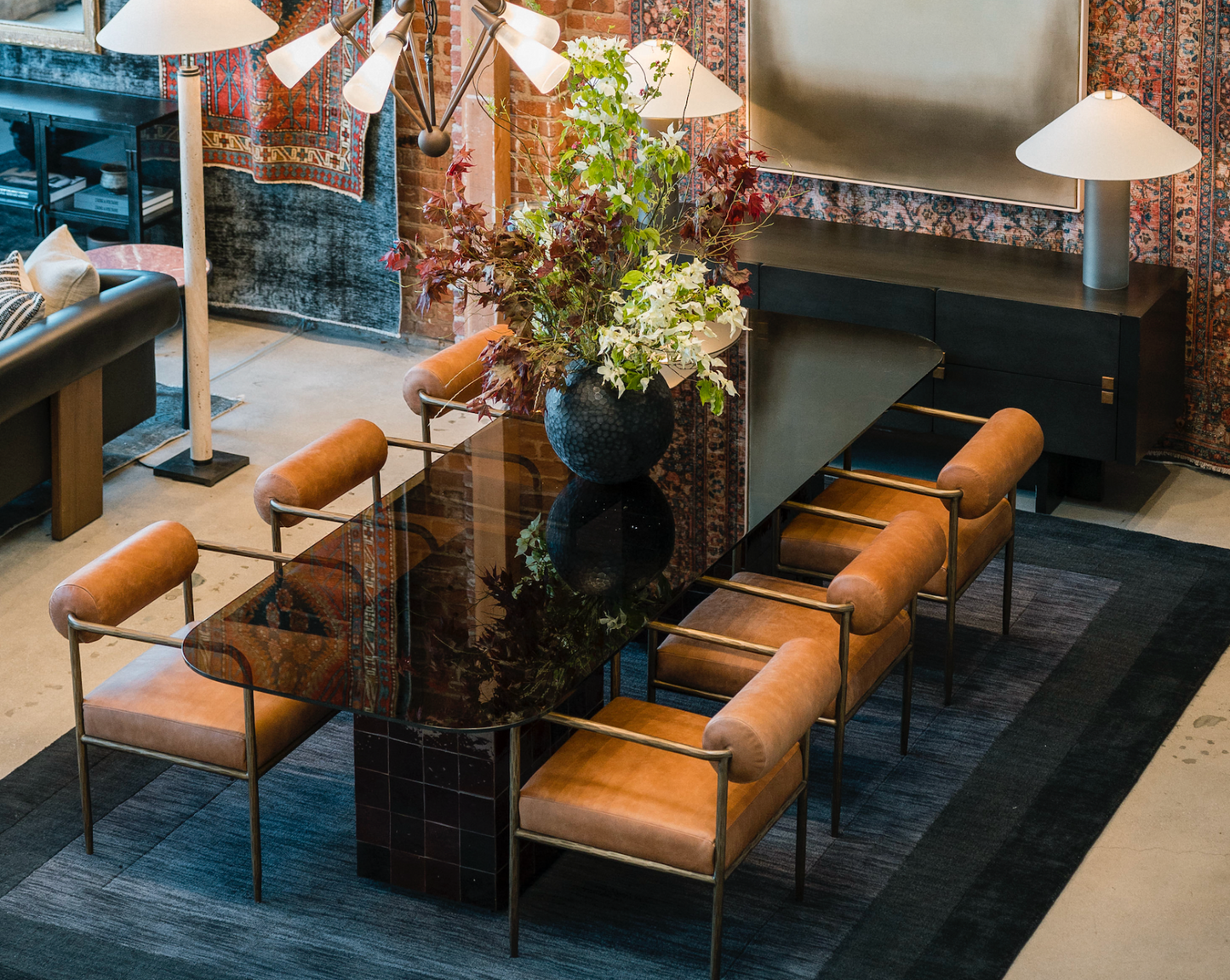 Tile & Bronze Glass Dining Table