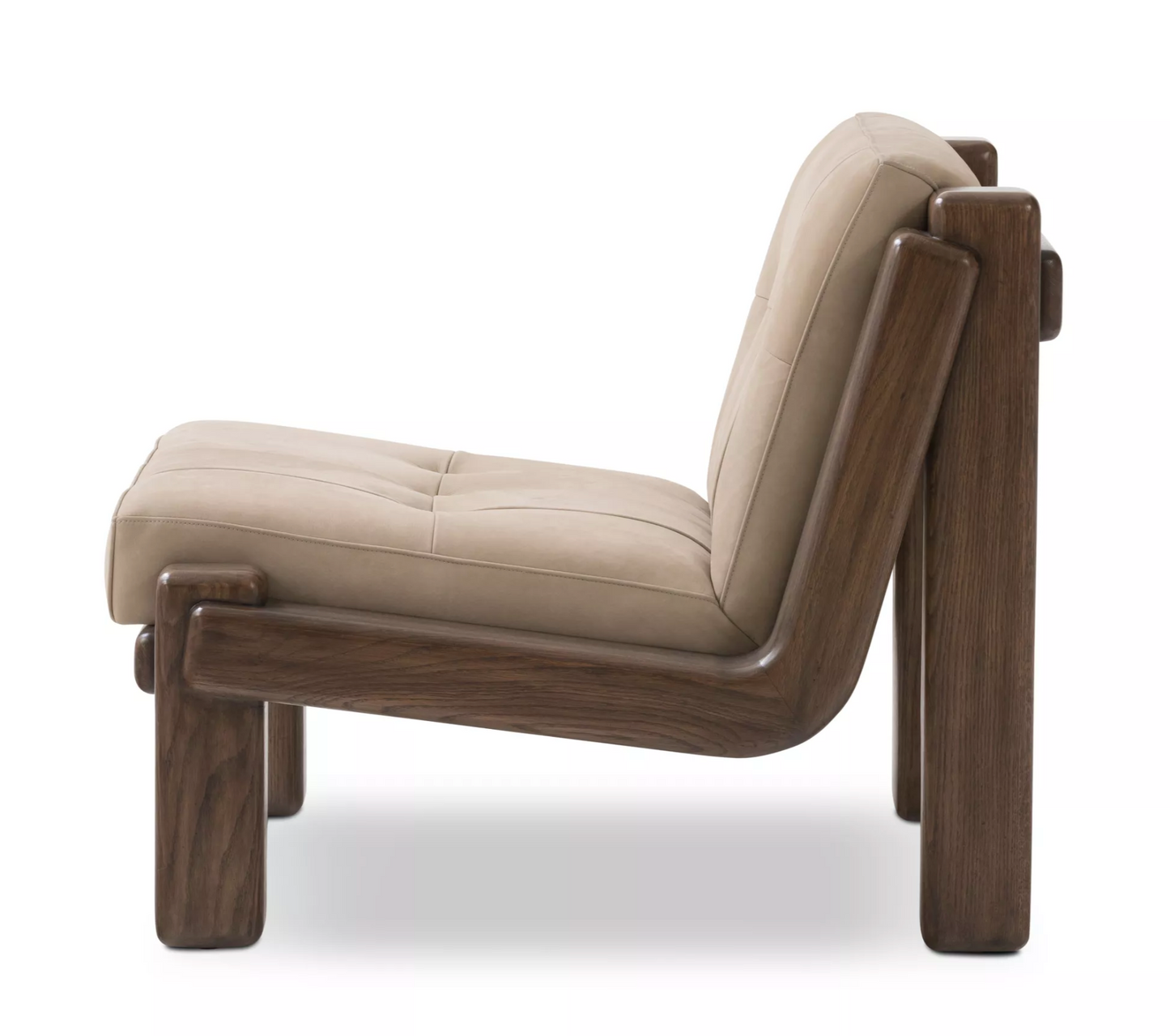 Nude Tufted Low Lounge Chair