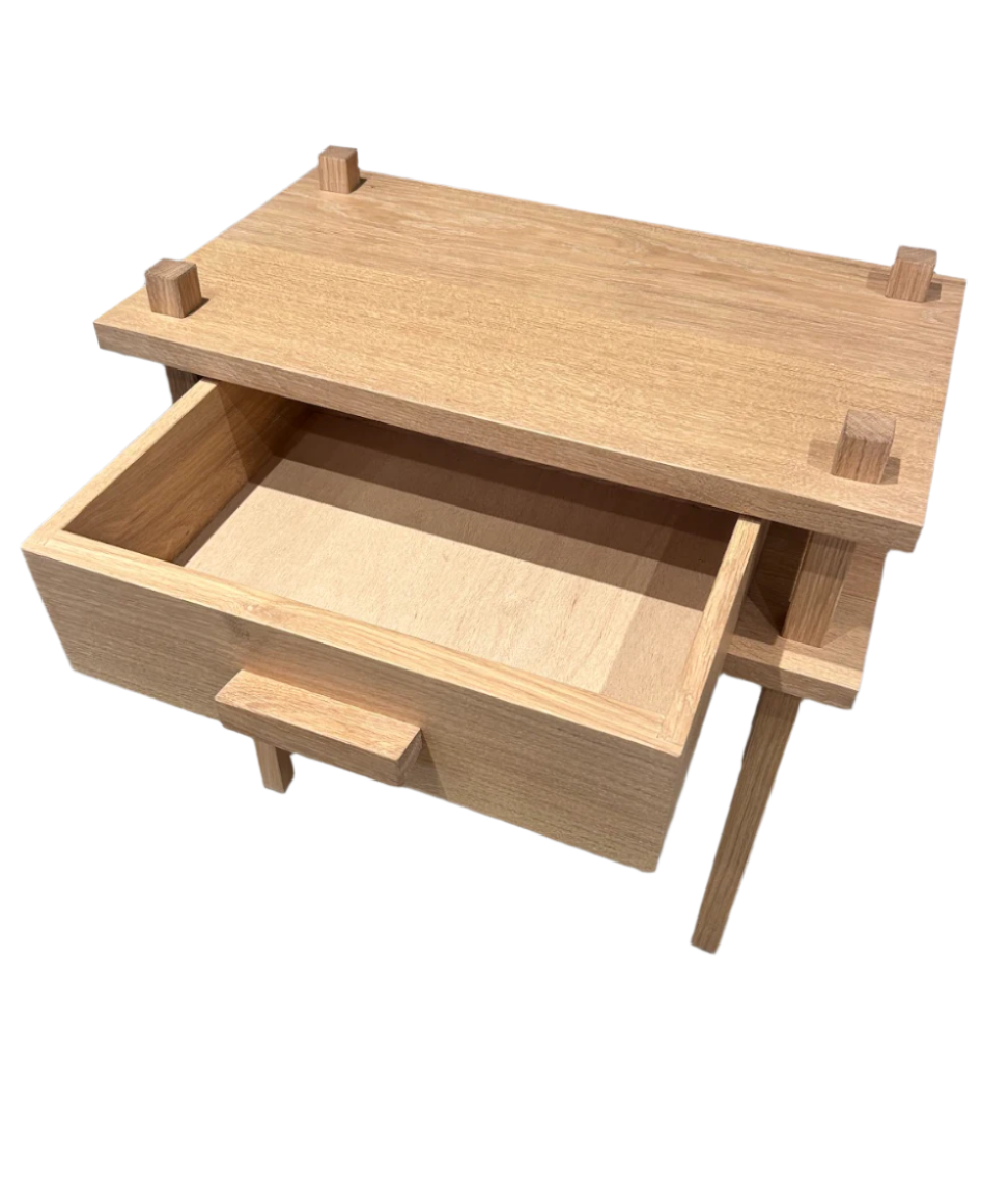 Brutalist Light Oak End Table