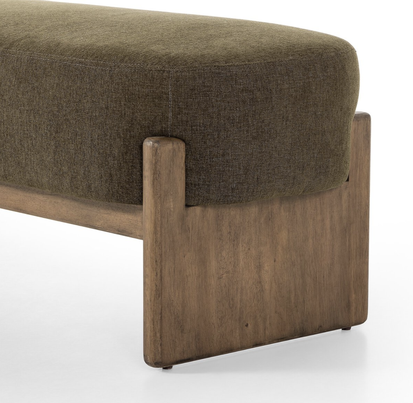 Olive Fabric & Wood Bench
