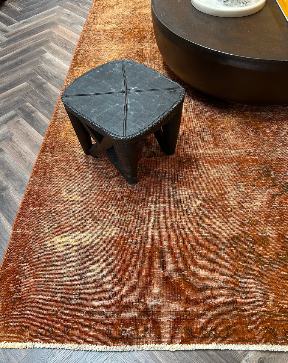 7’5”W x 10’8”L Over-Dyed Burnt Camel Area Rug