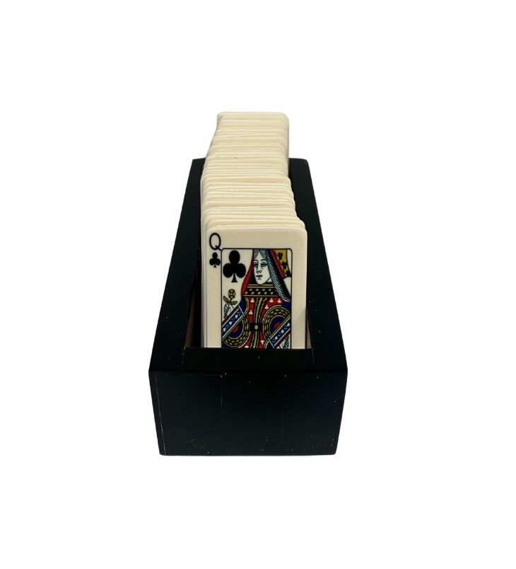 Bone Playing Cards with Horn Tray