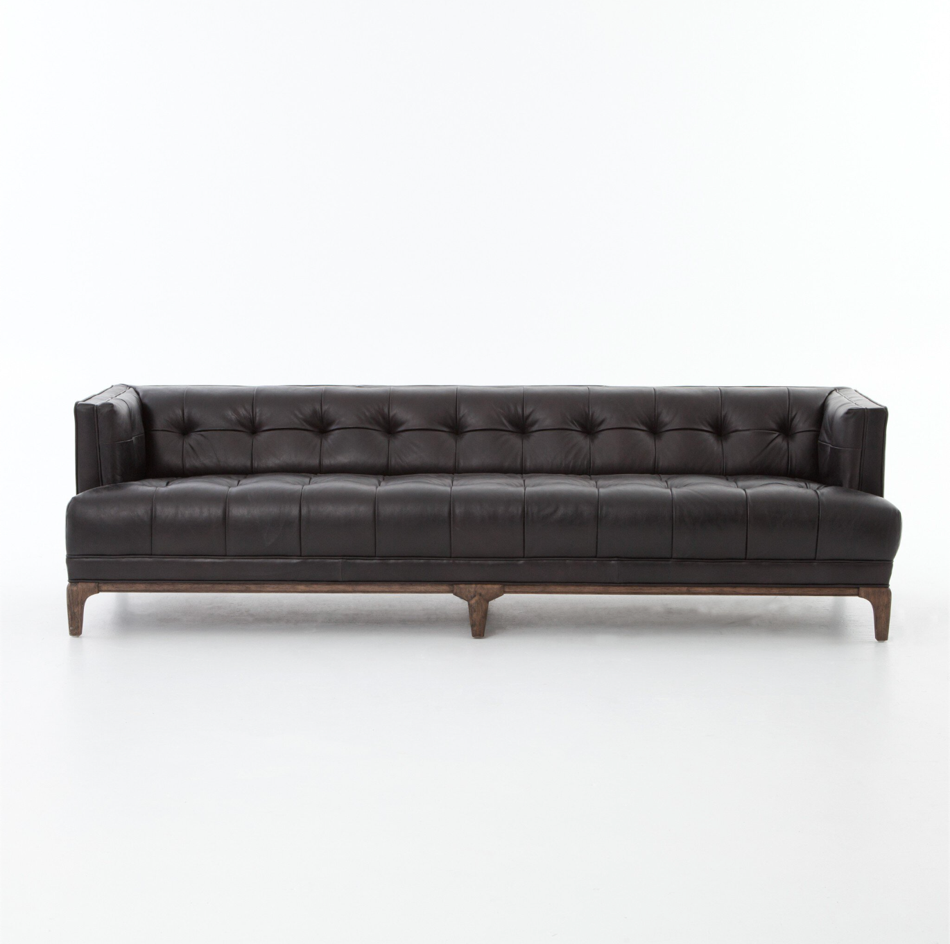 Leather Tufted Sofa - Black