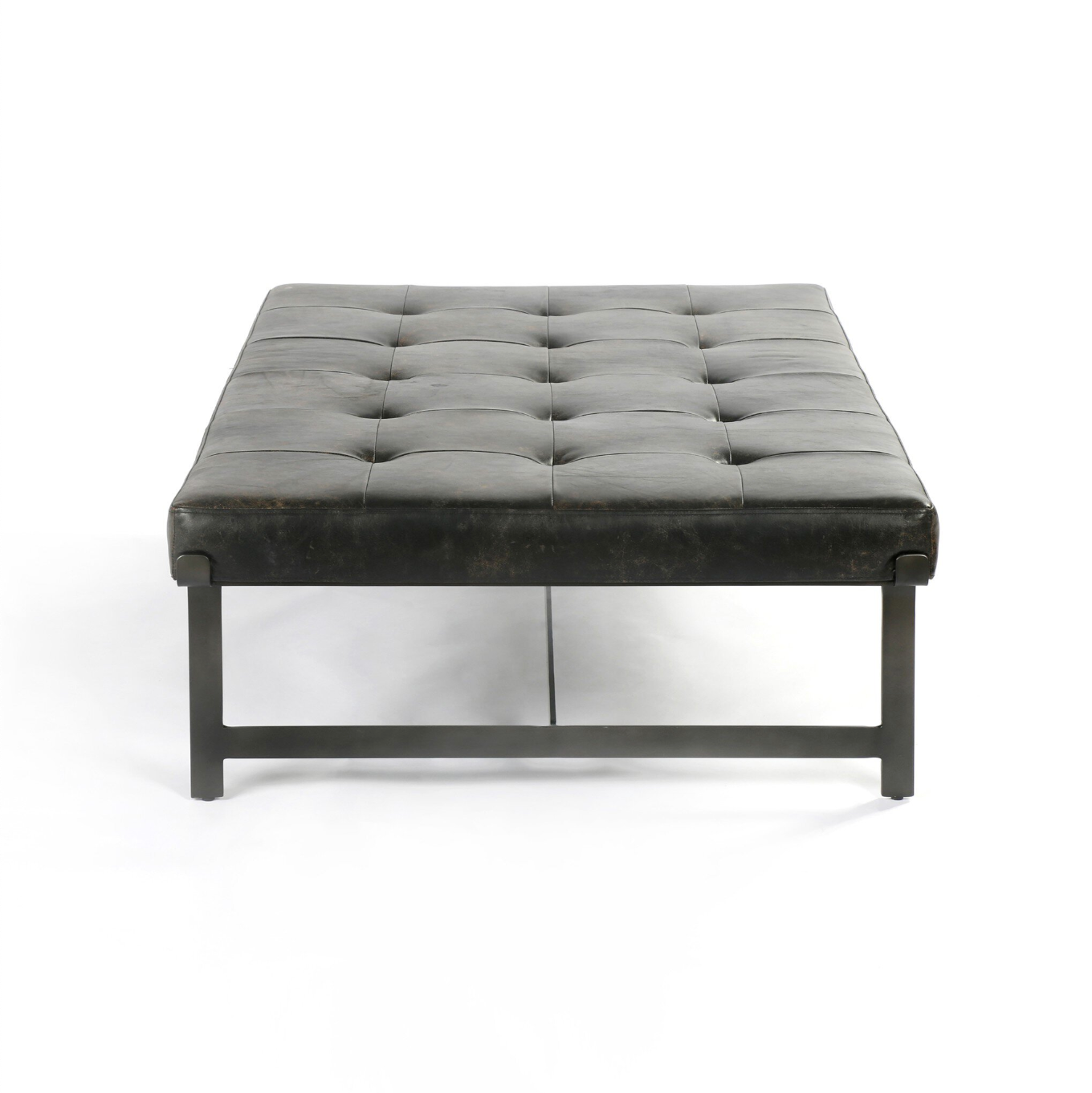 Tufted Leather Ottoman