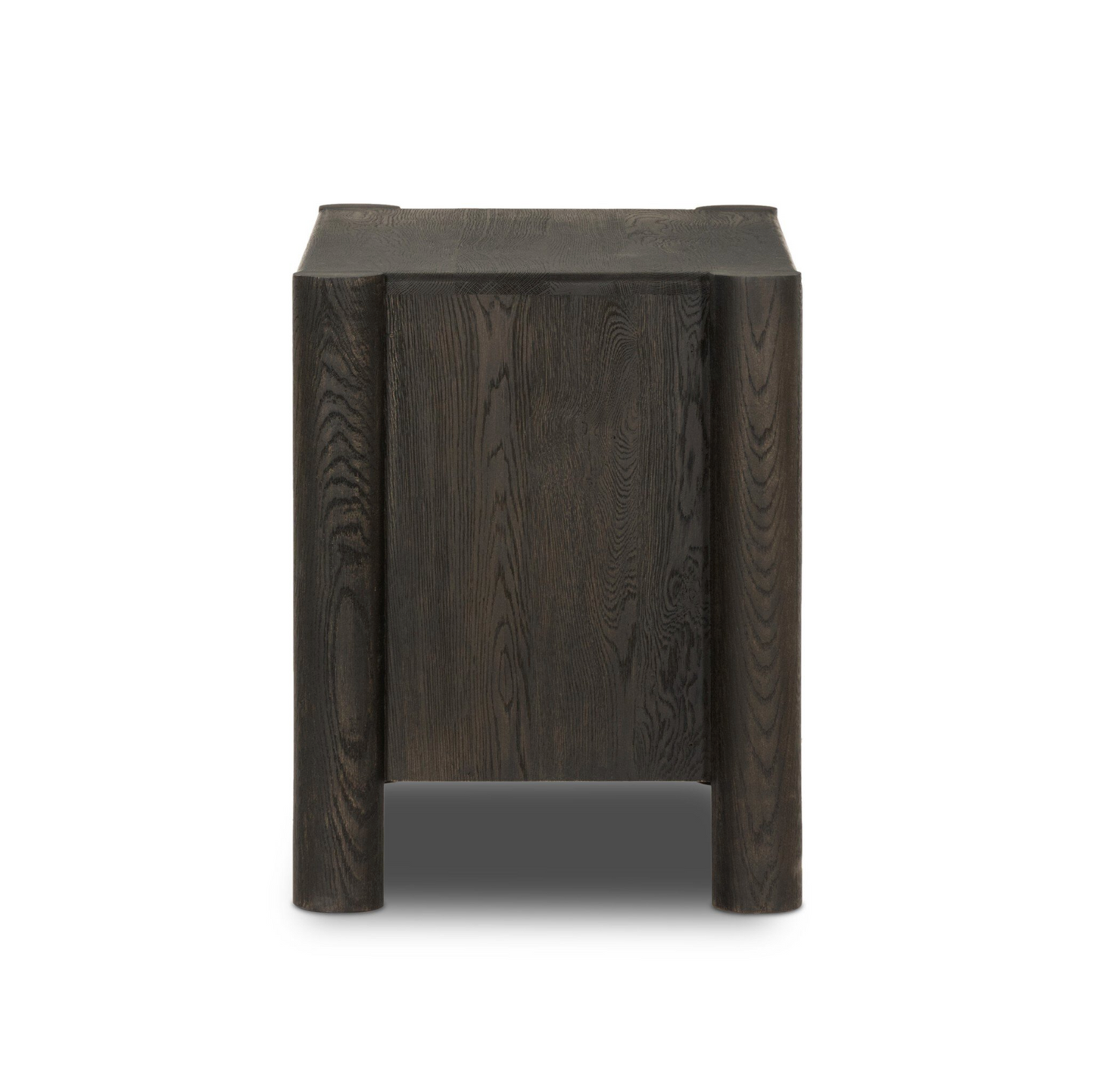 Carved Geometric Nightstand - Black Oak