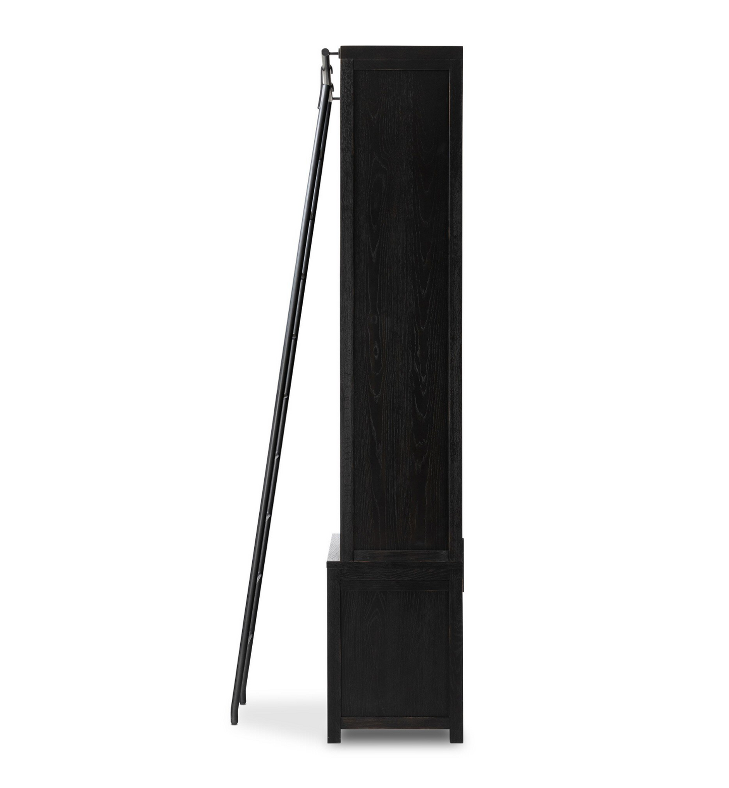 Double Black Oak Bookcase with Ladder