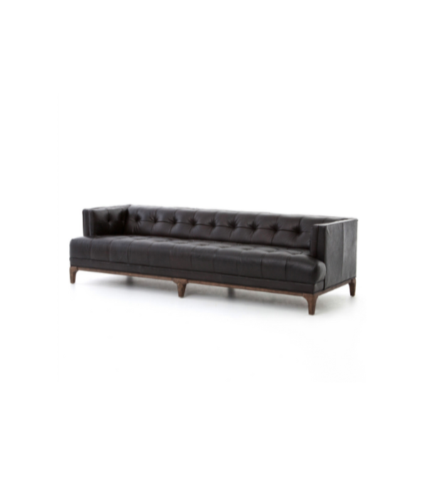Leather Tufted Sofa - Black