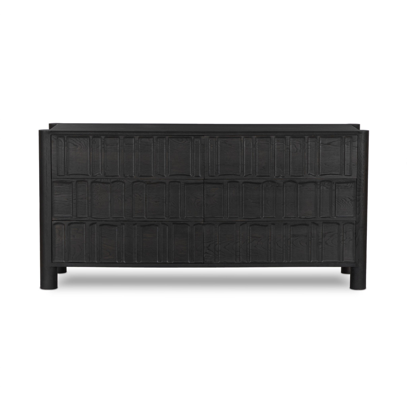 6-Drawer Carved Geometric Dresser