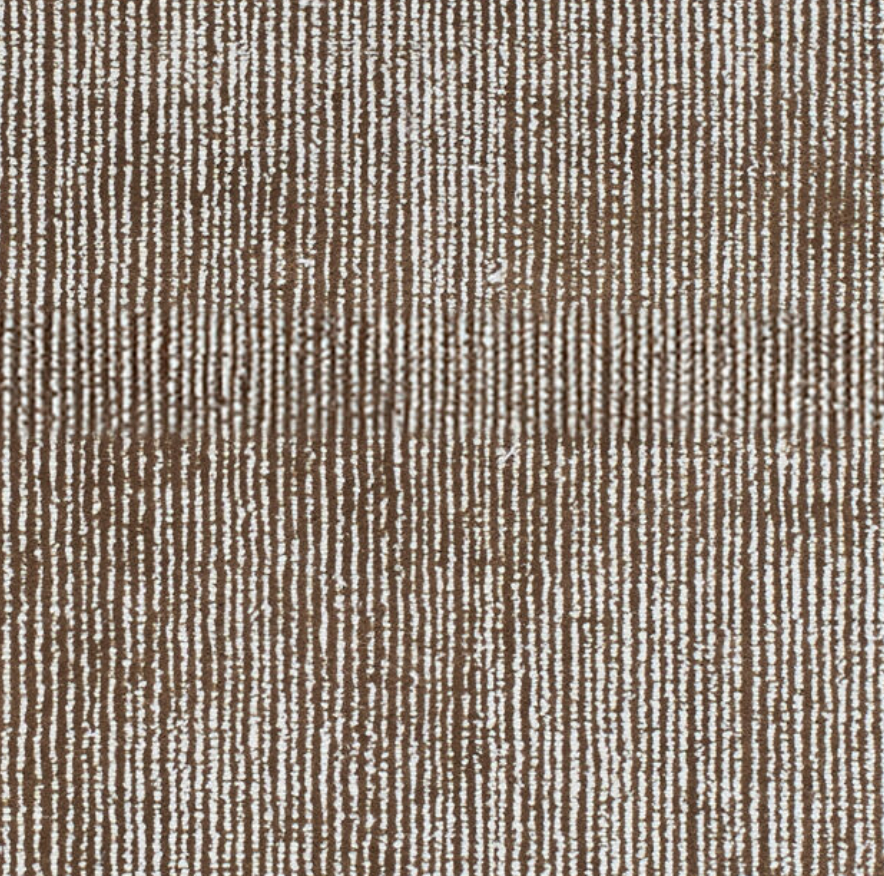 Close-up of the Hand Tufted Corded Rug 8'x10' shows a textured brown surface with evenly spaced vertical white lines in varying sizes, creating a striped, grid-like pattern with a rough, fabric-like appearance.