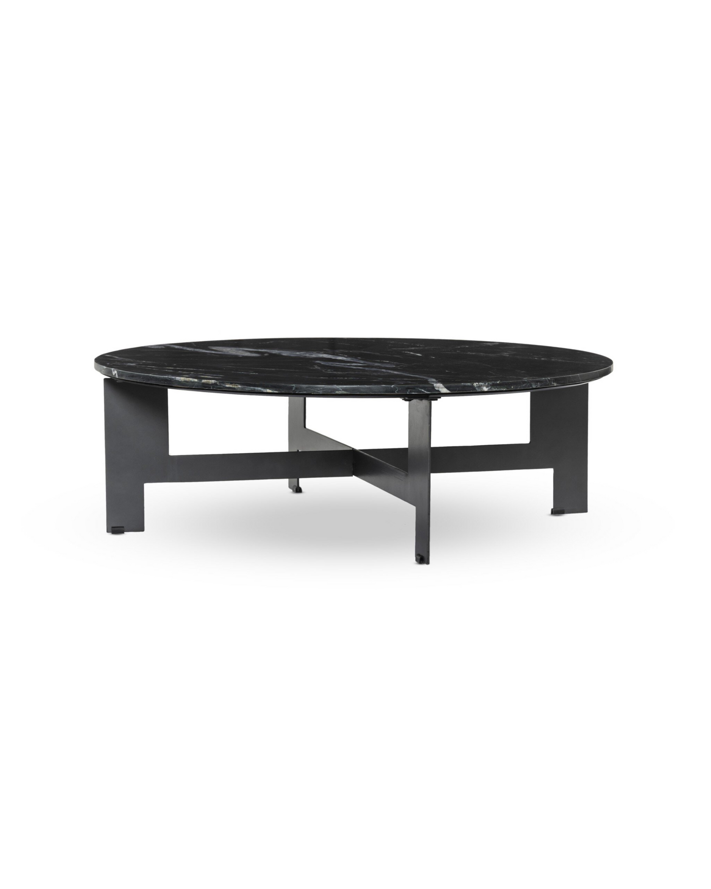 Round Marble & Iron Base Coffee Table