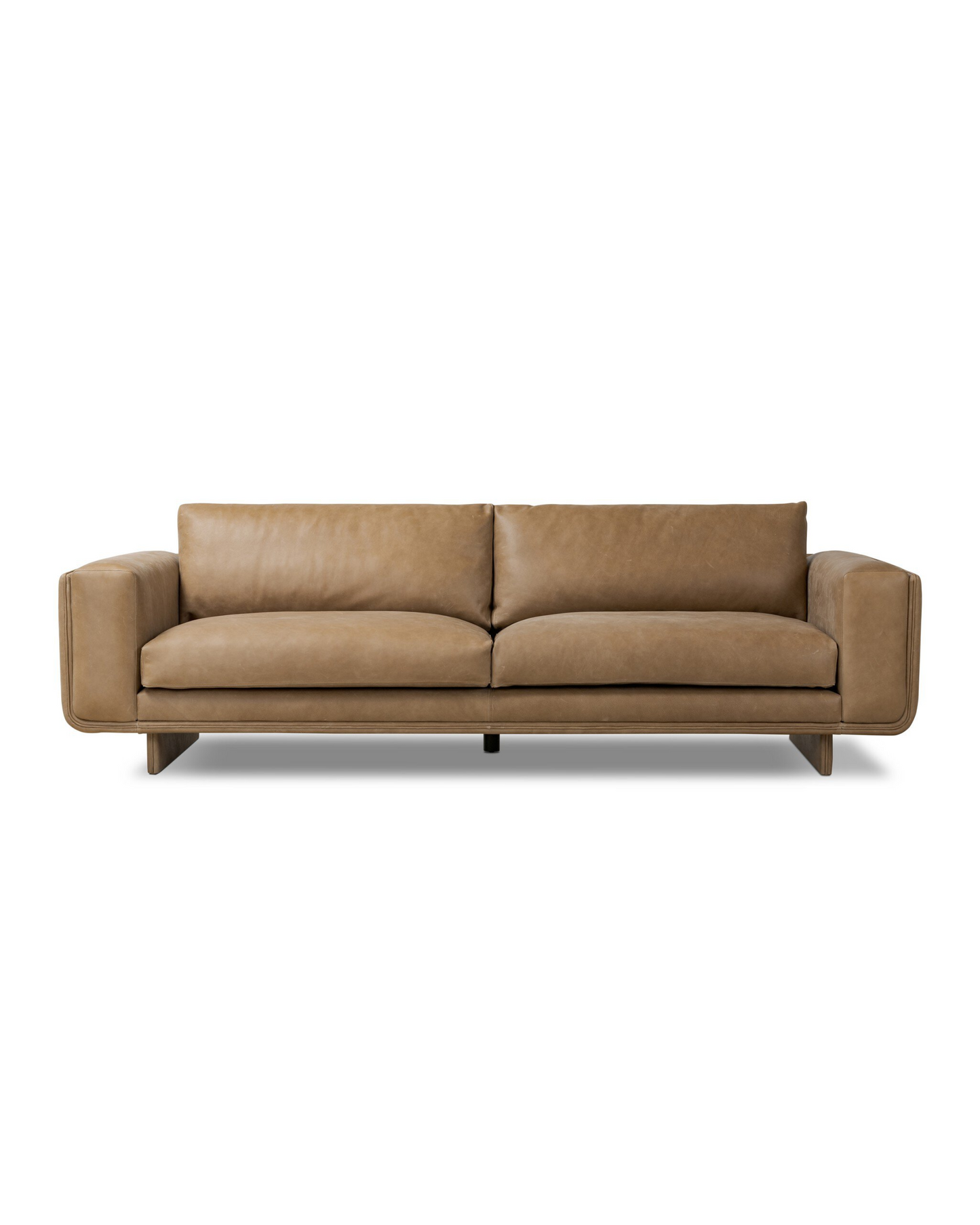 96" Leather Box Arm Sofa