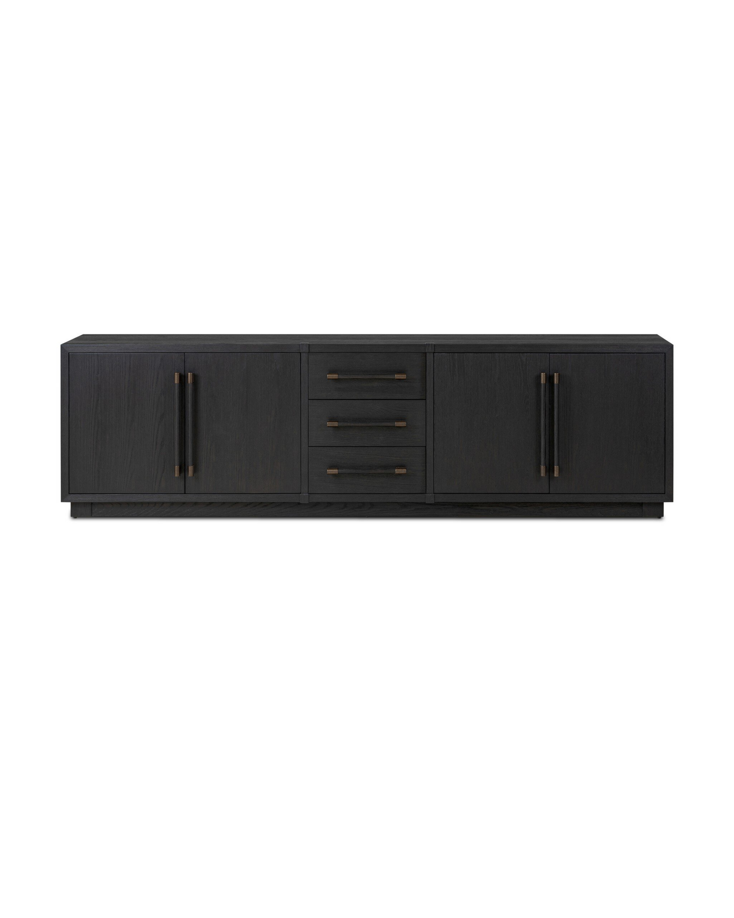 Modern Black Ash & Brass Bar Media Console