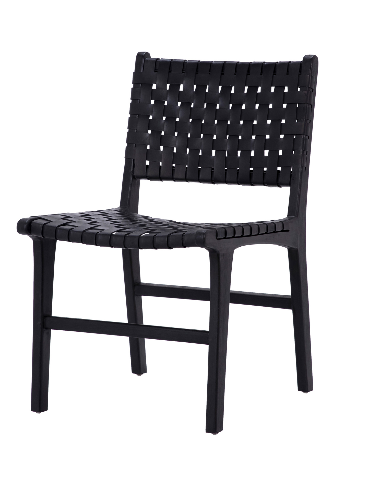Woven Leather & Wood Dining Chairs