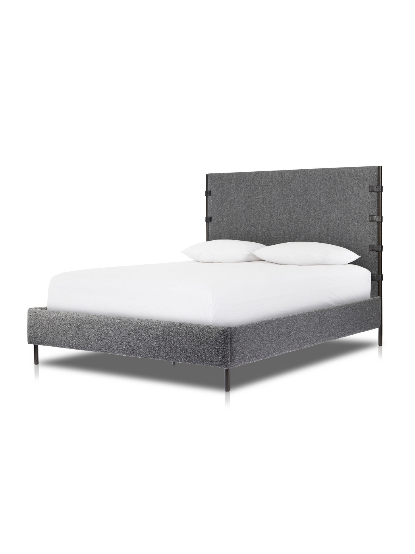 High-Backed Queen Bed - Charcoal