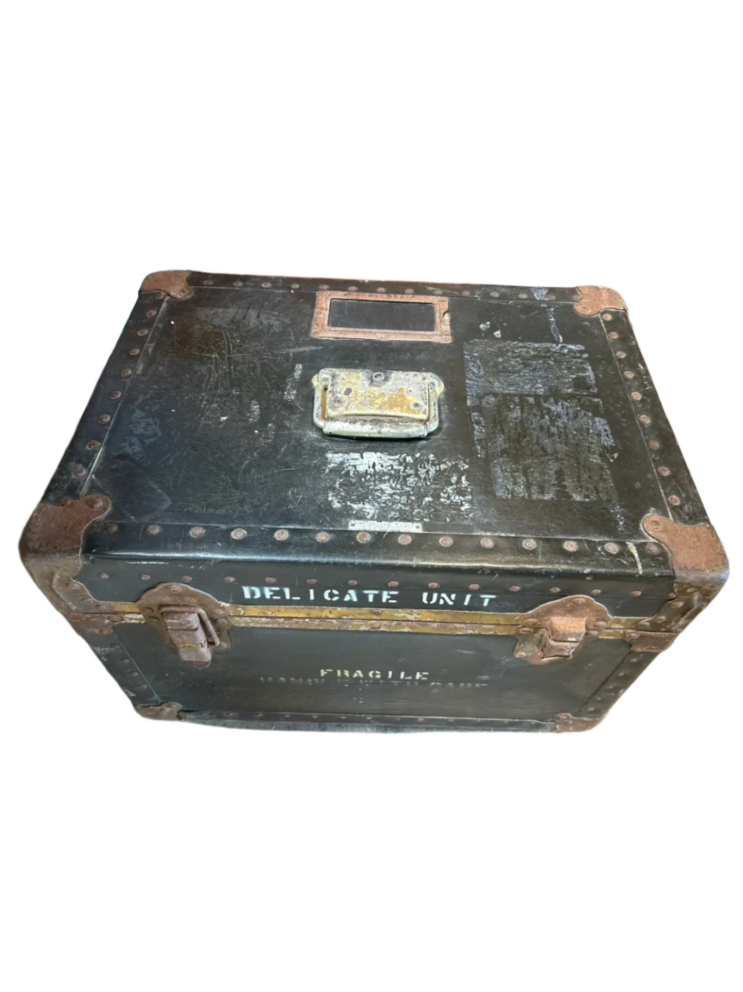 Vintage Leather Storage Trunk on Wheels