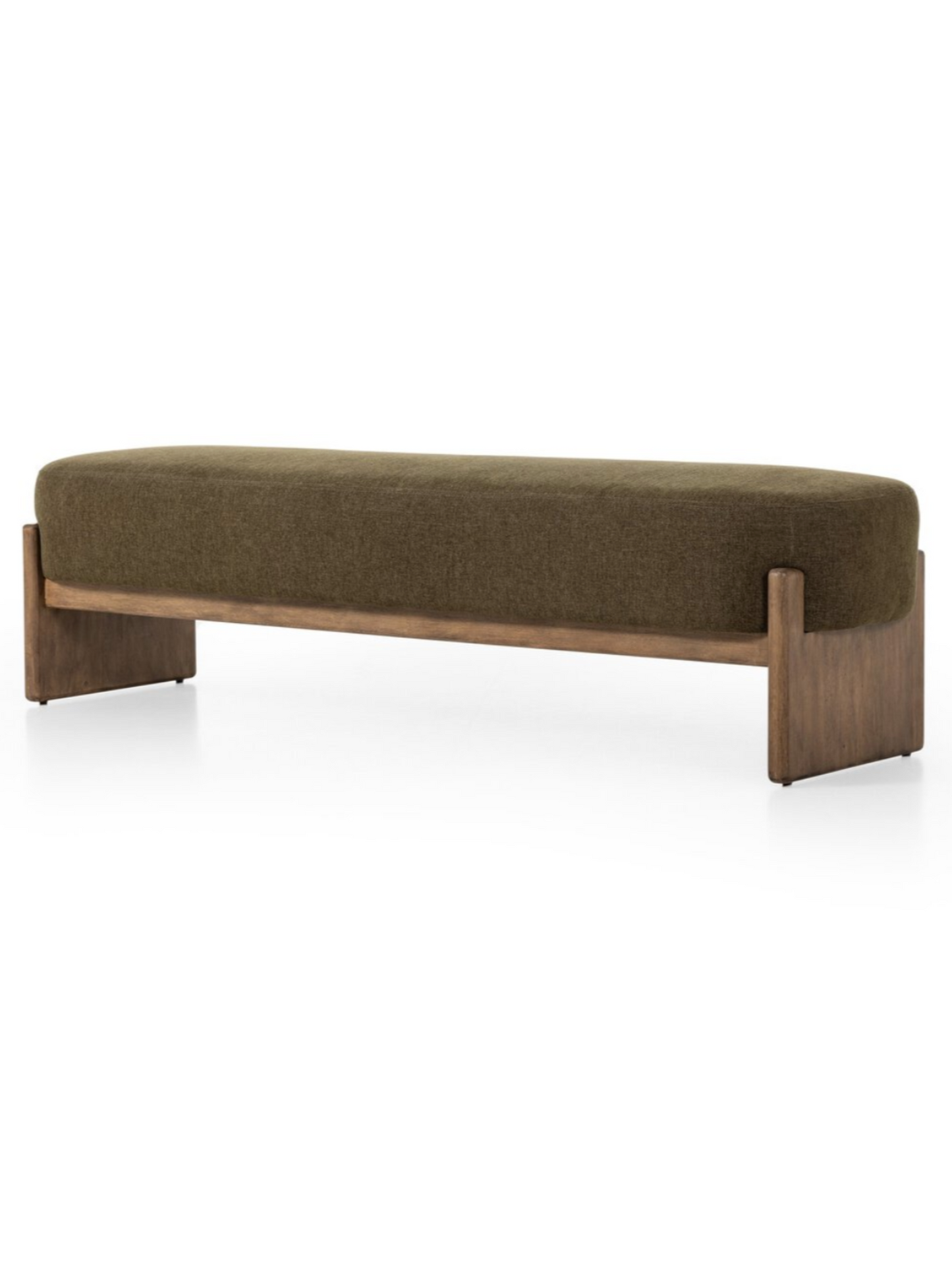 Olive Fabric & Wood Bench