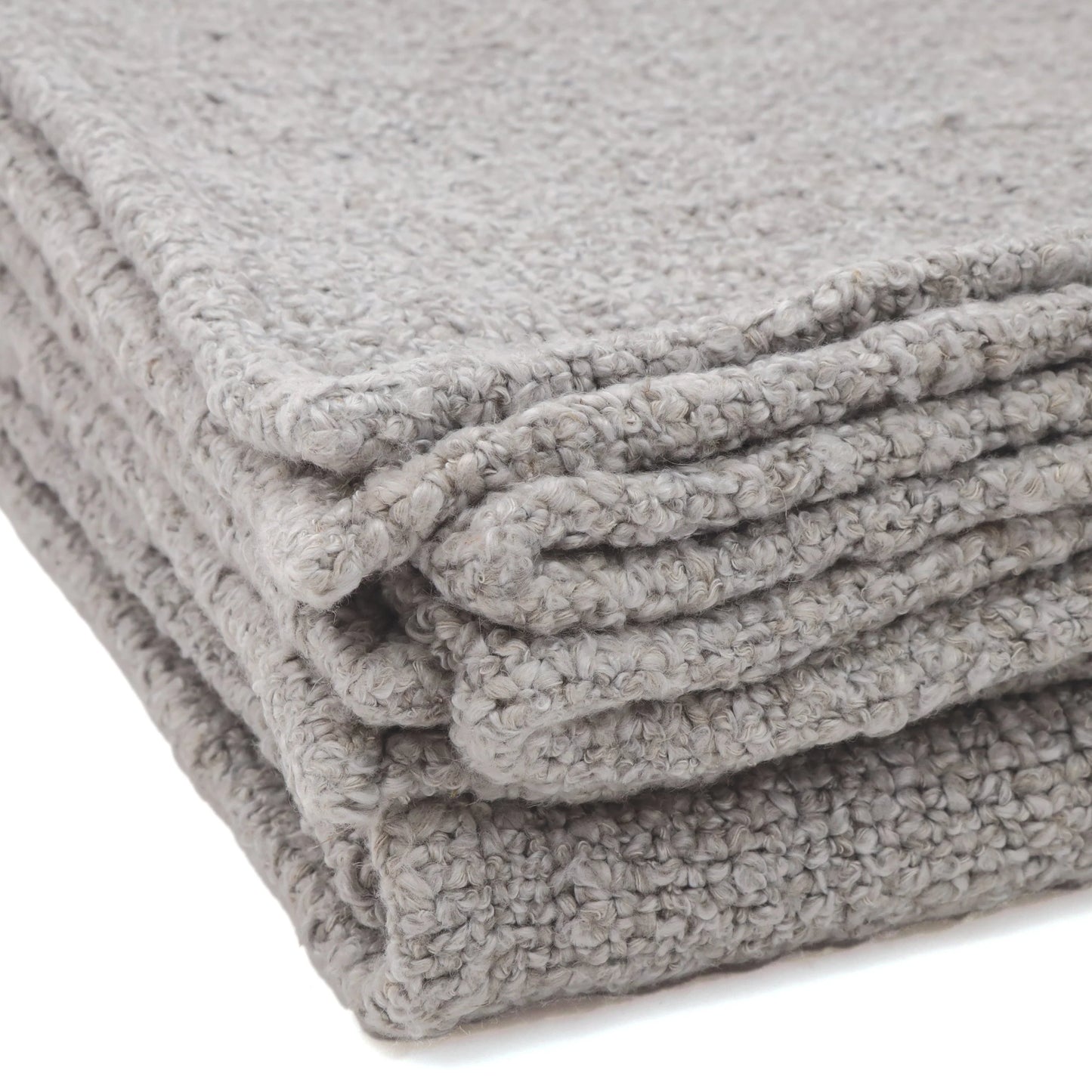 Light Grey Boucle Throw Blanket