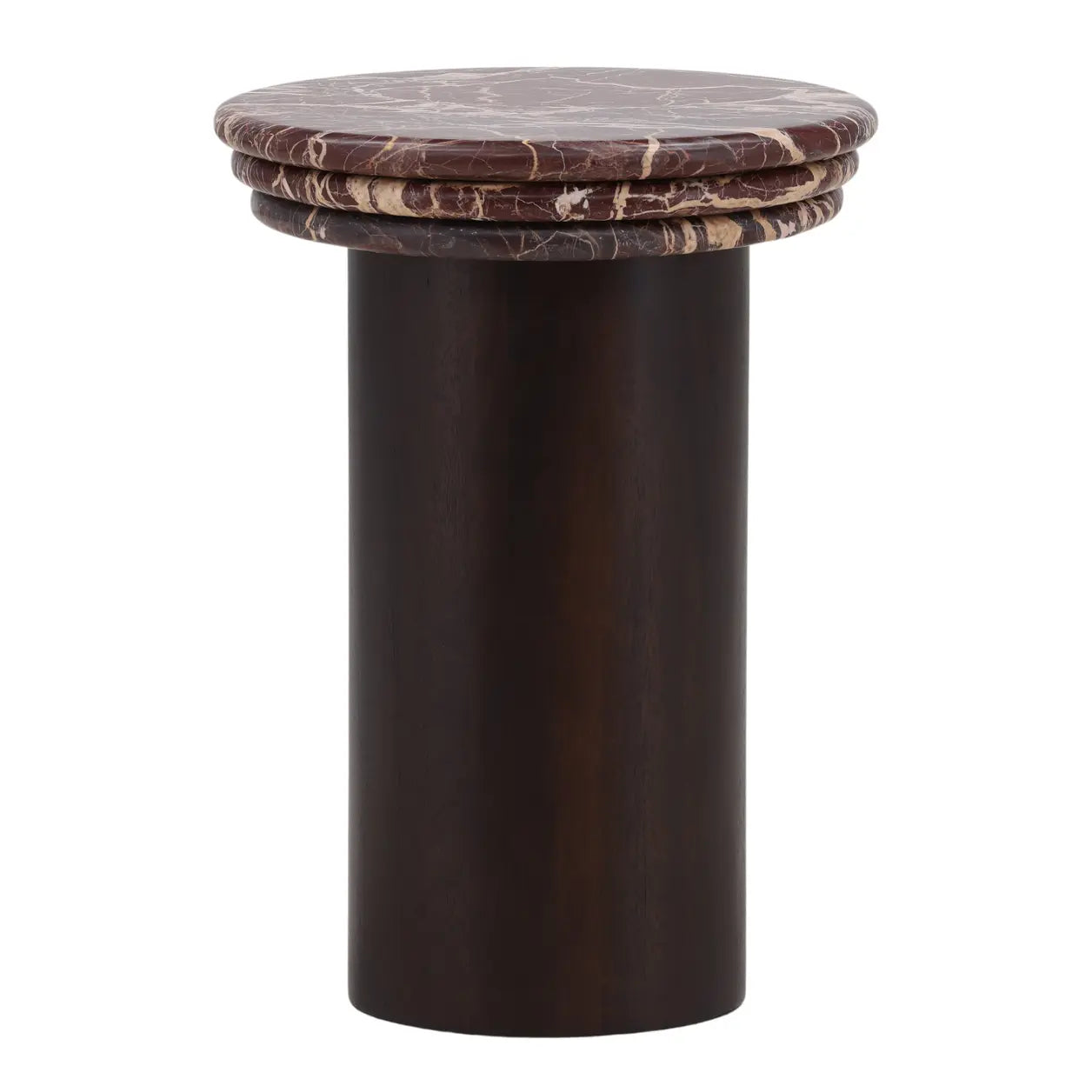 Garnet Marble & Wood Side Table