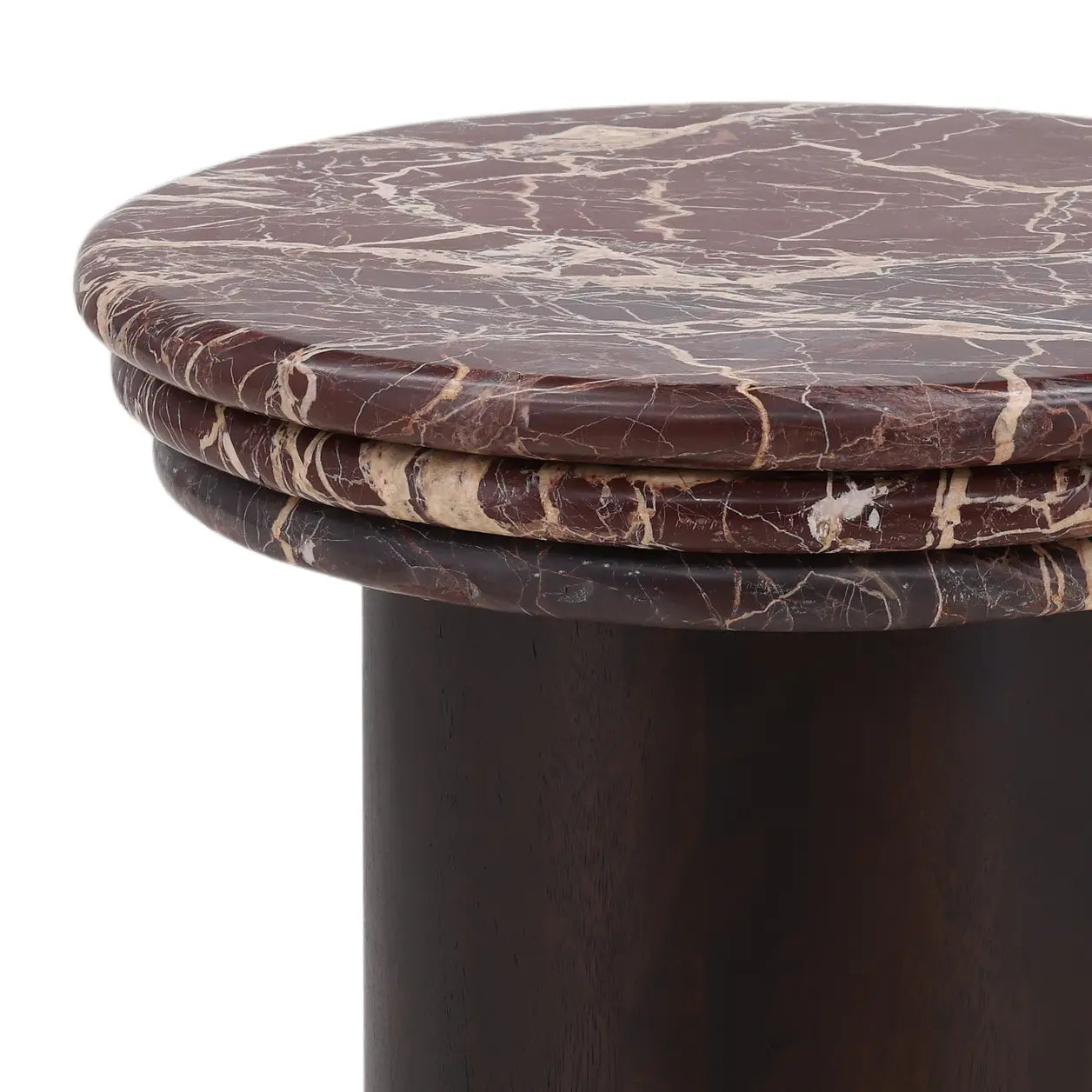 Garnet Marble & Wood Side Table